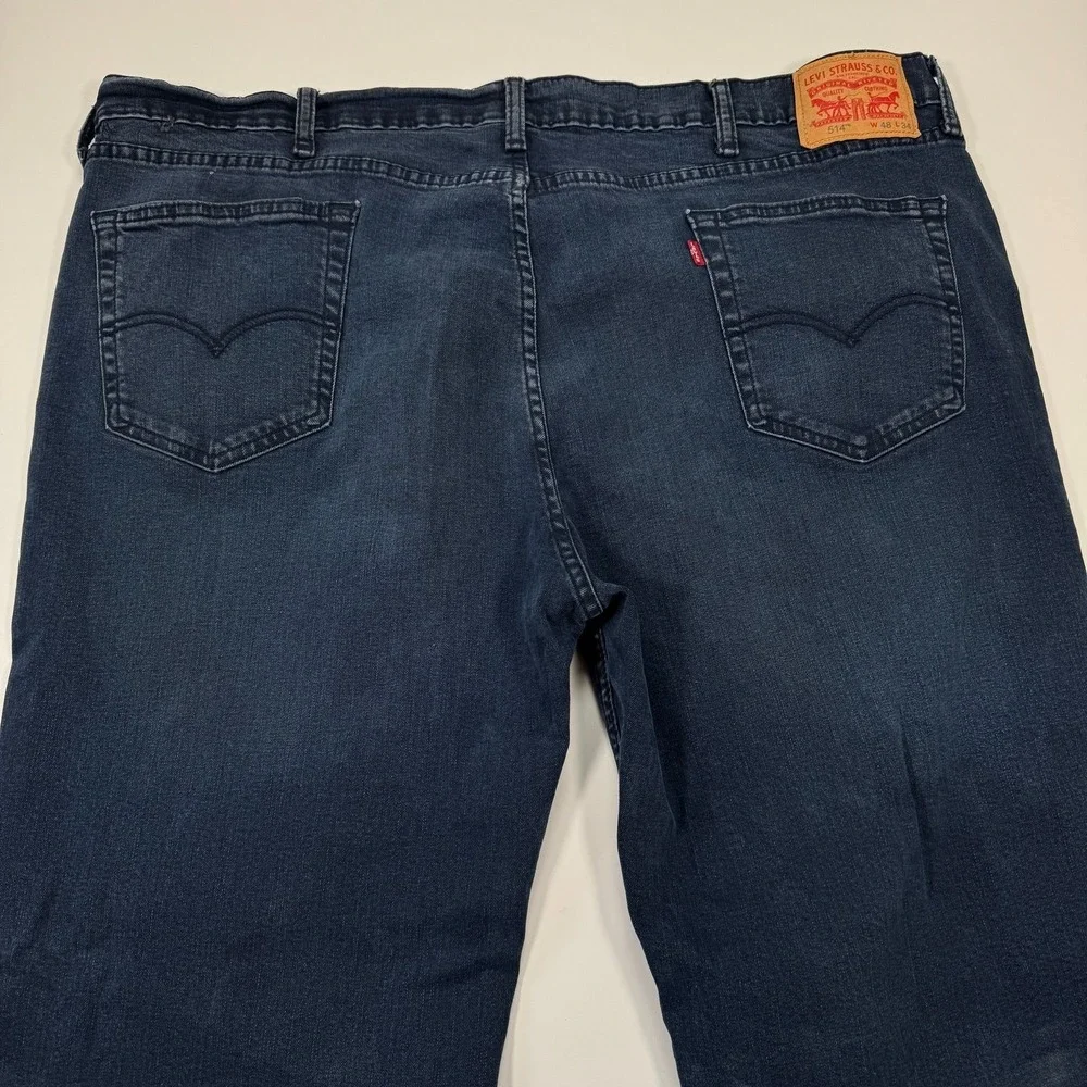 Levi's 514 Jeans Mens 46x31 Tagged 48x34 Dark Wash Straight Fit Denim Cotton